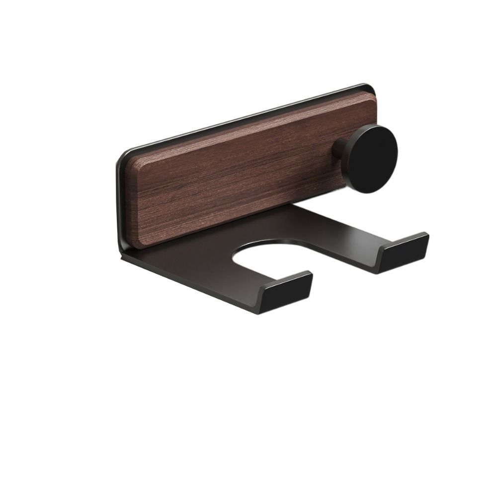 Деревянный держатель для фена без сверления, самоклеящийся настенный, полка для ванной комнаты, нержавеющий круглый крючок, подставка для фена