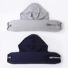 Luggage Pillow Self-Filling Travel Neck Pillow with Adjustable Size Shoulder Straps Refillable Hooded Design Packing Pillow Portable Travel Accessory