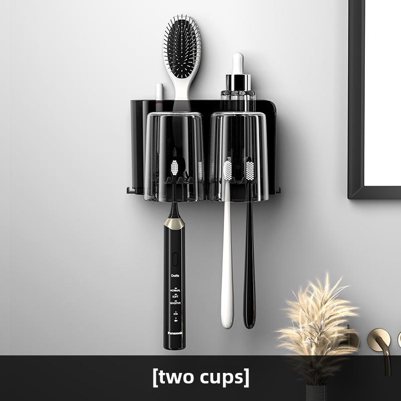 Настенный держатель для зубной щетки и зубной пасты без проколов с чашкой для ополаскивателя полости рта