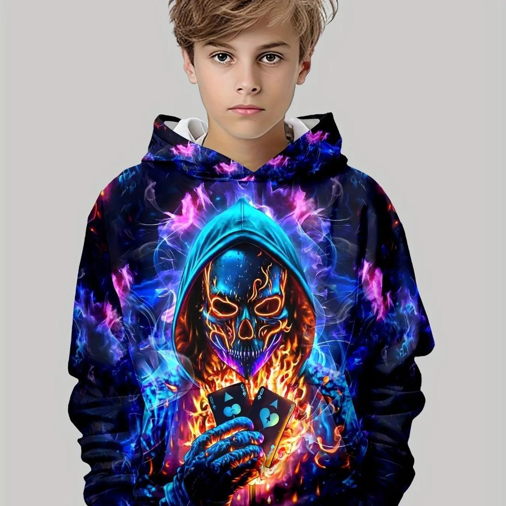 Children's Funny Series 3D Digital Print Boy Hip-hop Personality Hooded Sweatshirt