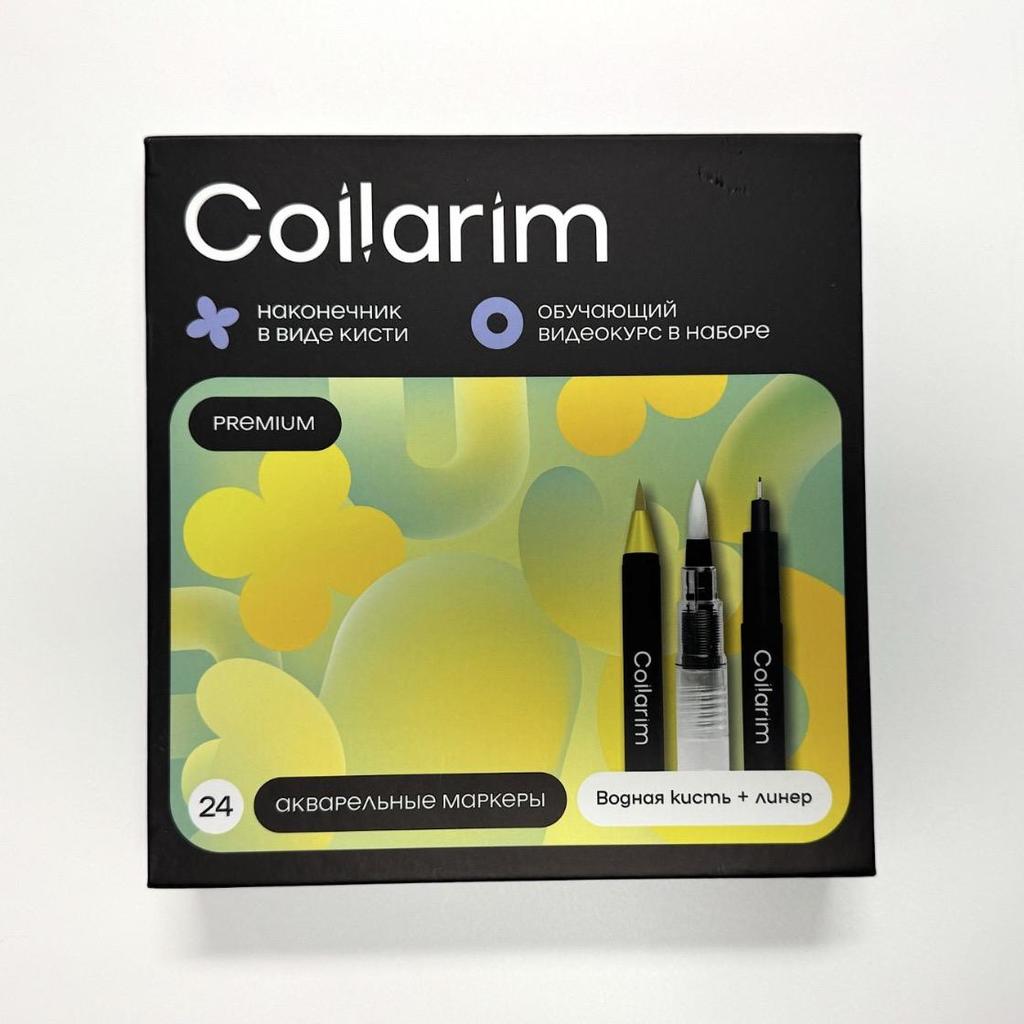 Premium Watercolor Brush Pens Set - 24 High Pigment Colors - Flexible Brush Tip, Water Brush & Fineliner