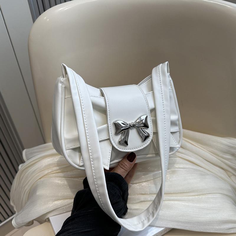 Стильная и универсальная женская сумка на плечо из ПУ кожи, милый декор в виде банта, однотонная сумка подмышку, идеально подходящая как для повседневного, так и для шикарного образа.. АВЭ