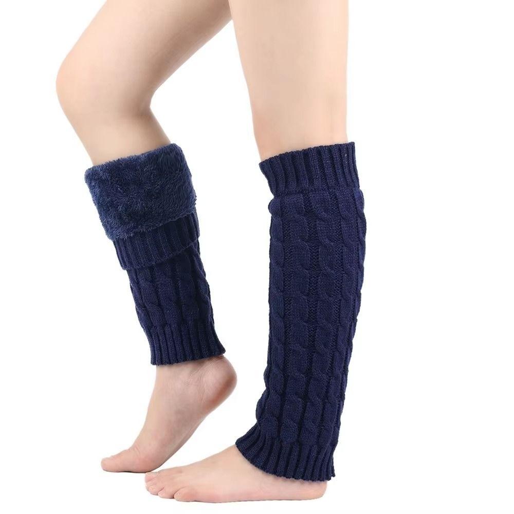 Solid Color Women Leg Warmers Double-Layered Foot Covers Knitting Leg Warmers  Cold Weather