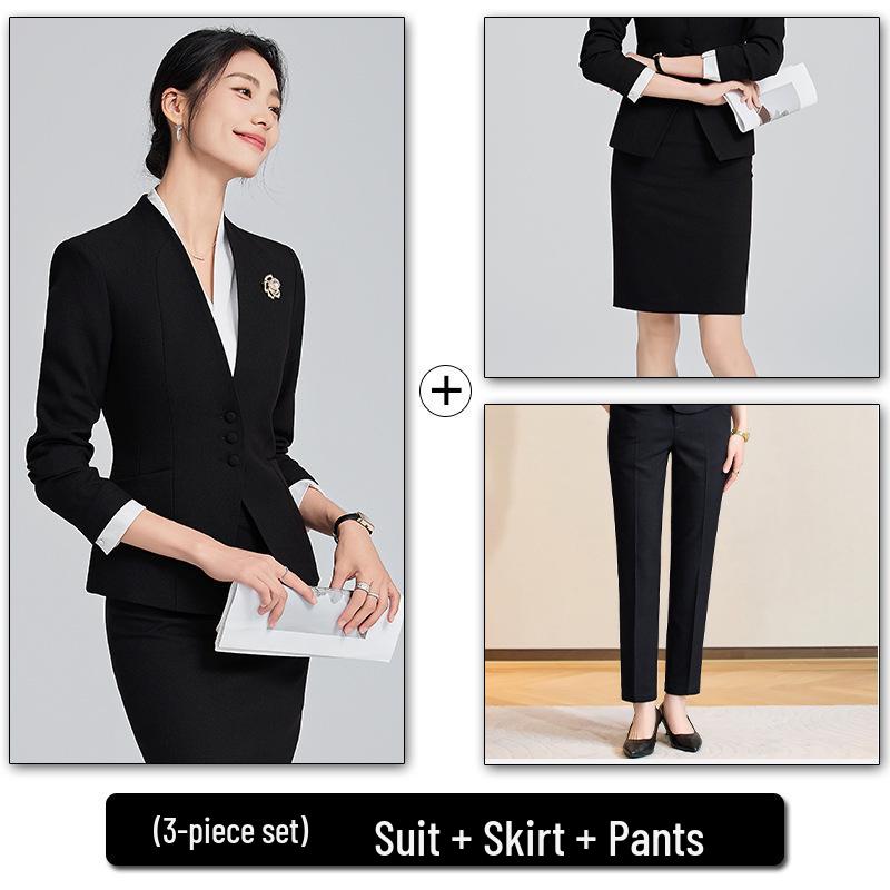 Женский пиджак без воротника - 2024 Весна/Осень Высококлассный салонный и гостиничный прием Профессиональный комплект рабочей одежды