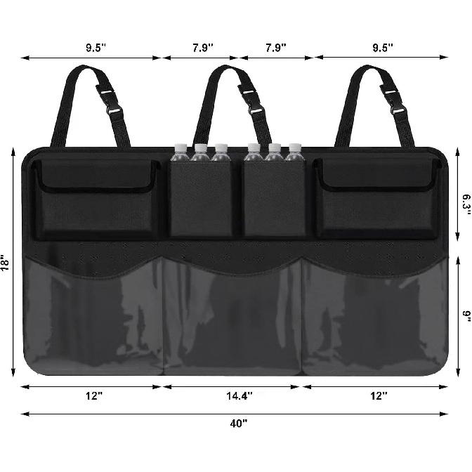 Car Trunk Organizer and Storage, Backseat Hanging Organizer for SUV, Truck, MPV,Van Collapsible Cargo Storage Bag with 7 Pockets, Car Interior