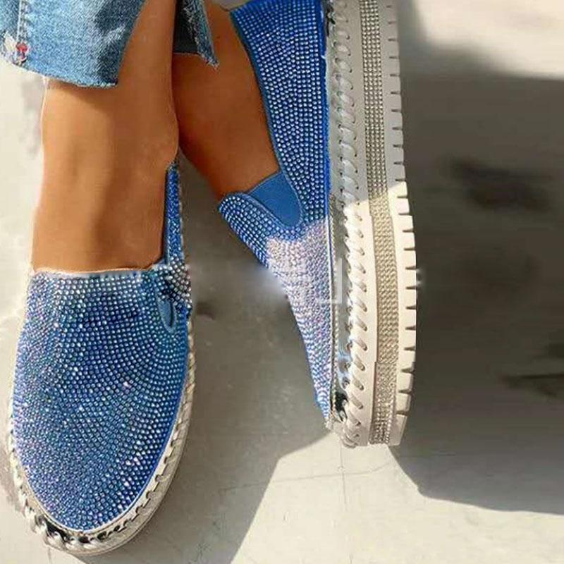 Весенняя обувь Женская мода Кристальный блеск chaussure femme Повседневные женские лоферы Слипоны На плоской платформе Женская обувь WSH4030