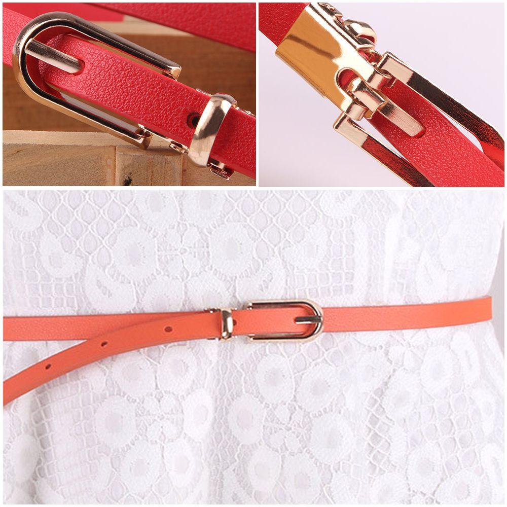 Fashion Candy Color Graceful Faux Leather Belts Dress Strap Thin Skinny Waistband Adjustable Belt