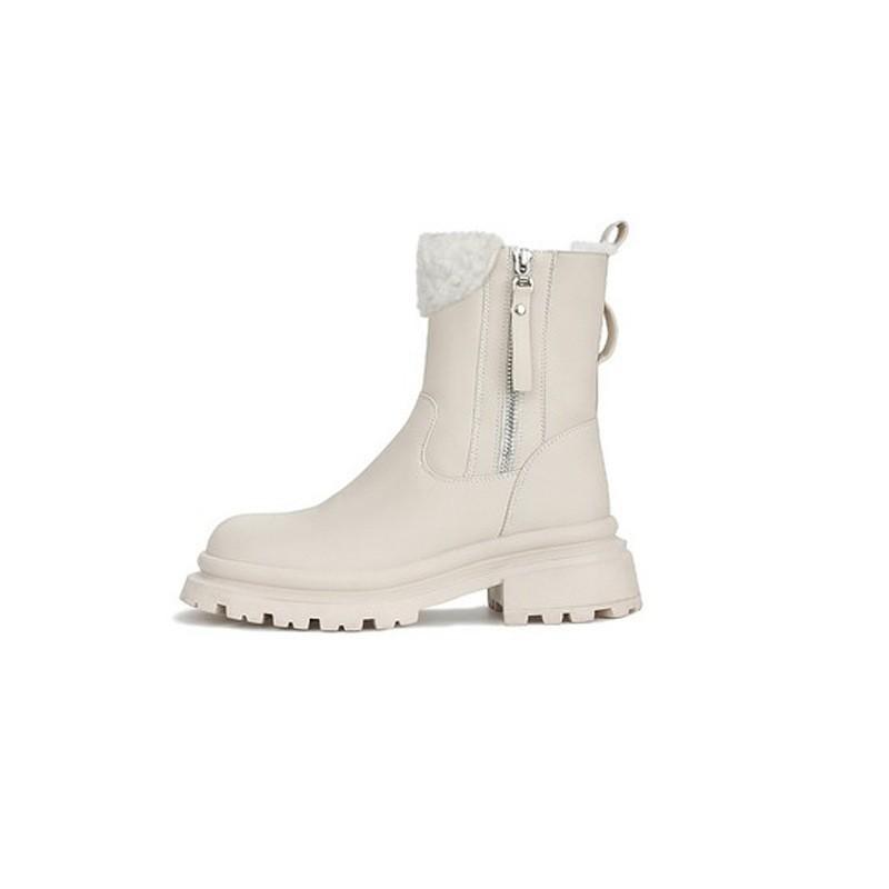 2025 New Thick-soled Heightened Side Zipper Snow Boots Winter Warm Piled Thick Heel Short Boots Women's Cotton Boots