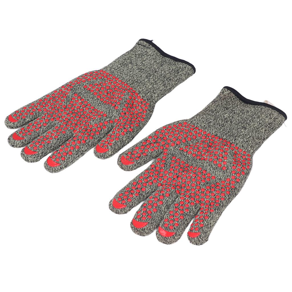 Heat Resistant Gloves Aramid Silicone Cotton BBQ Grill Oven Mitts 500℃ High Temperature Resistance 3