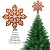 Christmas Tree Topper Rustic Felted Snowflake/Star Tree Topper Decorations for Indoor Outdoor Holiday Home Party Decor