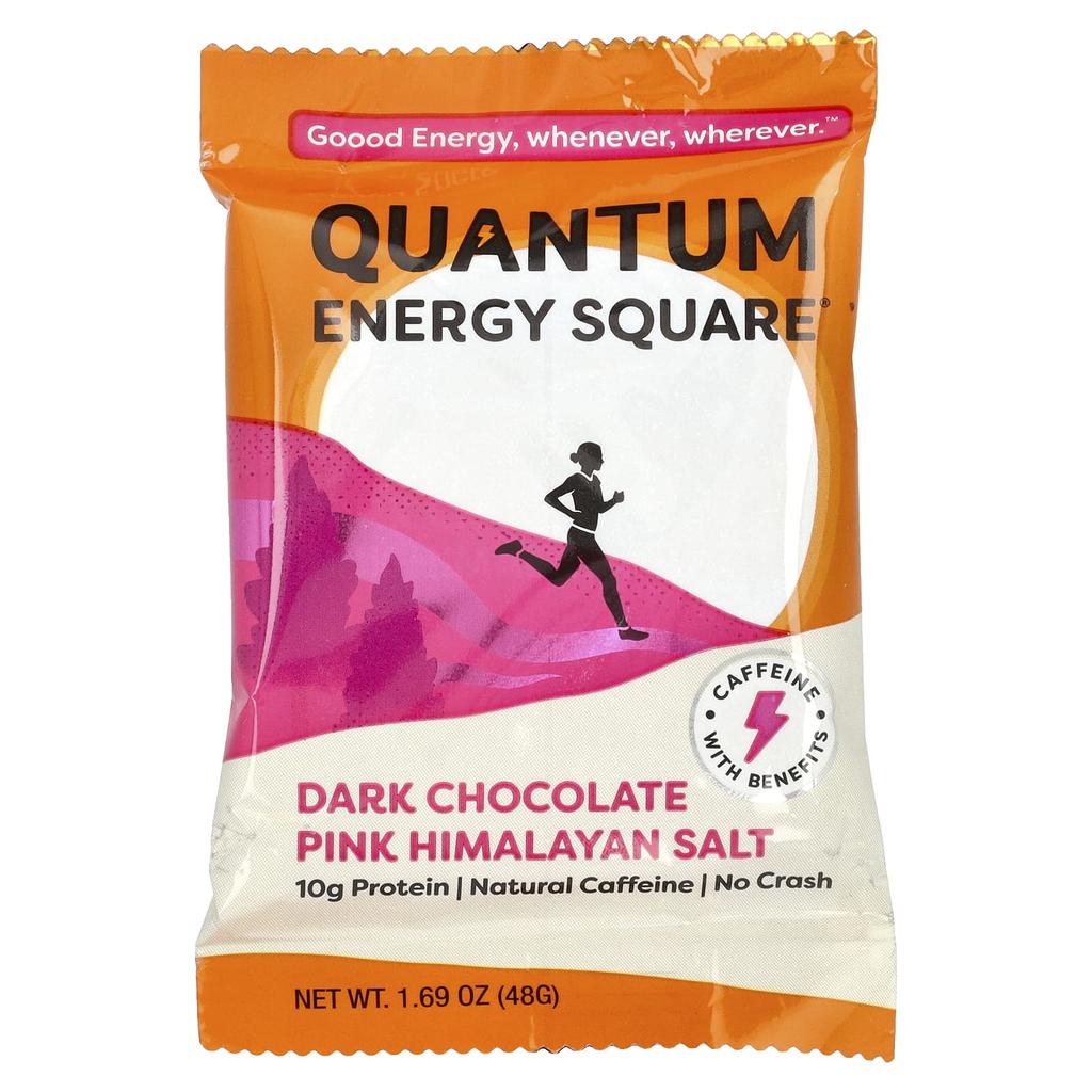 Quantum Energy Square Dark Chocolate Pink Himalayan Salt, 8 Packs, 1.69 Oz (48 G) Each