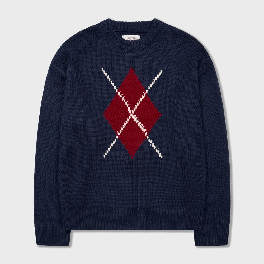 AMFEAST Chunky Funky Argyle Sweater Navy