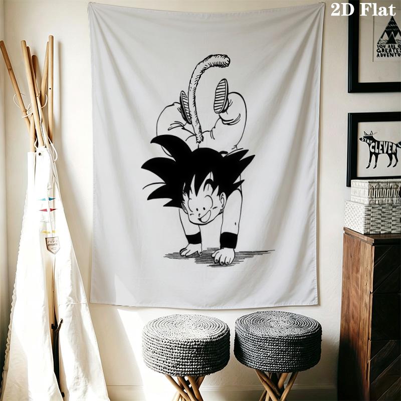 Cute Cartoon Son Goku Wall Tapestry Aesthetic Wall Hanging Printed Fabric Blanket Decorative Tapestries For Bedroom Living Room Home Decor