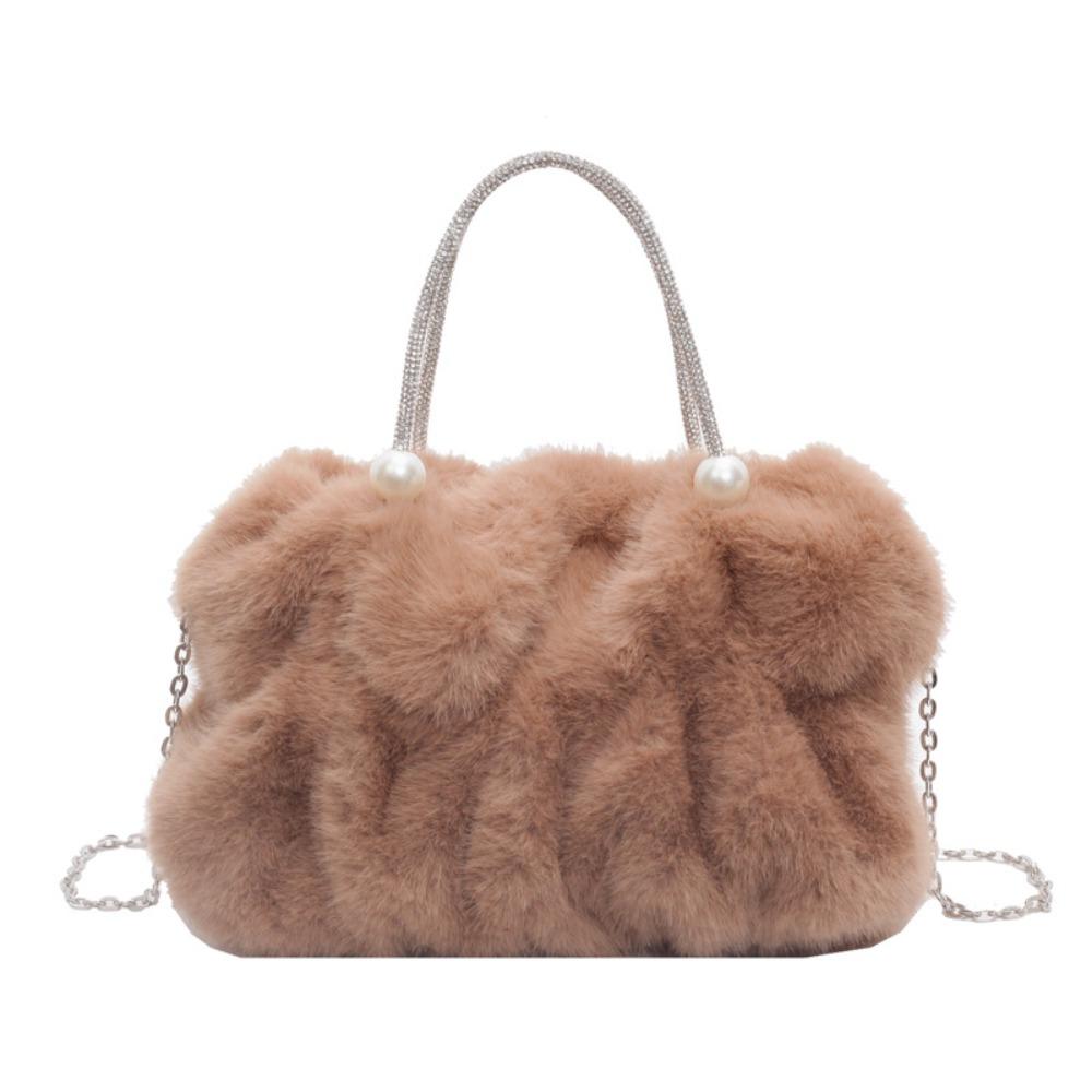 Женская плюшевая сумка через плечо в корейском стиле, однотонная, из искусственного меха, дорожная