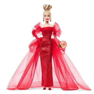 barbie Кукла Mattel к 80-летию, блондинка, из серии Signature, для ролевых игр, JBJ17, черная, кукла для переодевания/домик, игра, 6+, красная,