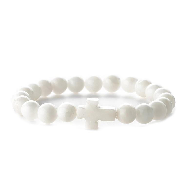 Natural stone bead cross bracelet women's simple bracelet beaded versatile bracelet European and American new multi-color bead bracelet.