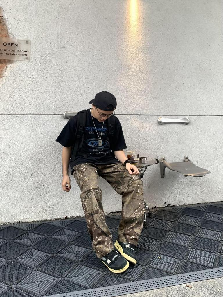 Унисекс Ретро Камуфляжные Потертые Рабочие Брюки - Прямые, Свободного Кроя, Повседневная Одежда для Отдыха на Природе