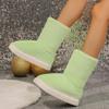 Shoes for Women Winter Women's Boots Round Toe Solid Flock Plush Warm Mid Heel Water Proof Casual Snow Boots Women