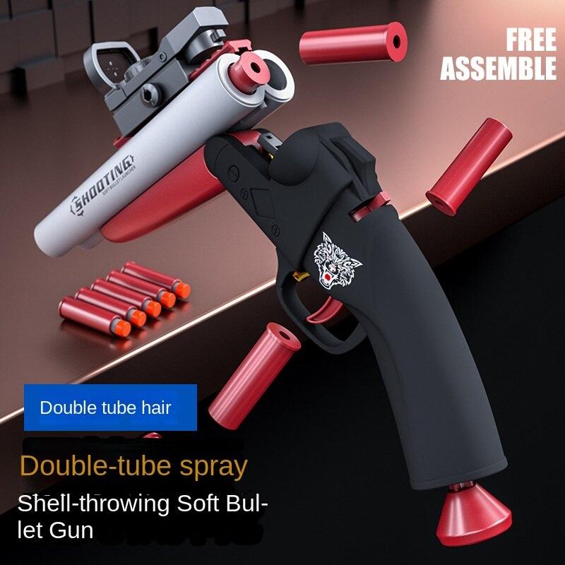 Foam Dart Shell Ejection Blaster Toy Gun Double-barrel Shooting Launcher Model For Children Adults Shooting Team Game Boys Kids