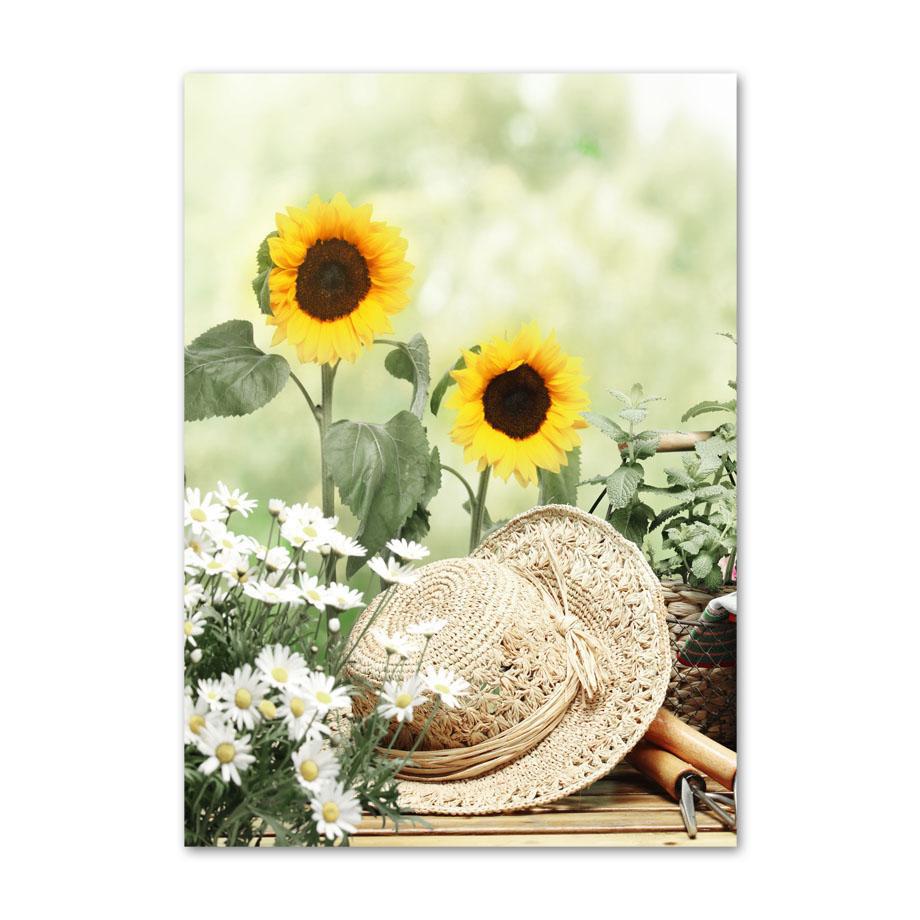 Spring Sunflower Sakura Windmill Farmhouse Church Green Landscape Poster Wall Art Canvas Painting For Living Room Home Decor