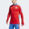 adidas Футболка с длинным рукавом на молнии до середины, с принтом логотипа в виде букв и тремя полосками, мужская, топы, красная HU1280