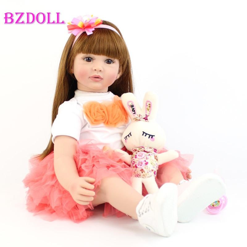 BZDOLL 60 см Мягкая силиконовая кукла Reborn, игрушки как настоящая виниловая принцесса для малышей, живая Bebe для девочек Bonecas, детский подарок на день рождения
