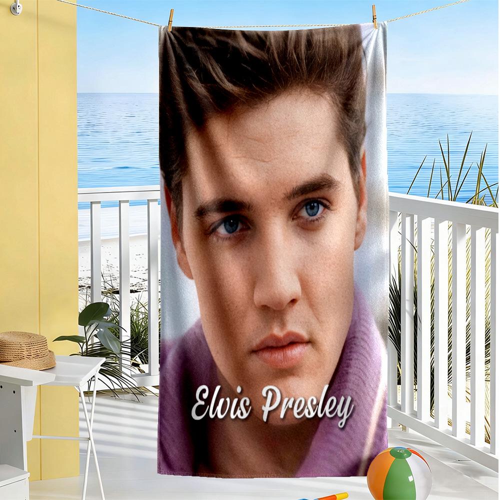 Elvis Presley Tribute Beach Towel Super Soft & Absorbent Comfortable Lightweight Perfect for Traveling Yoga Camping and Swimming