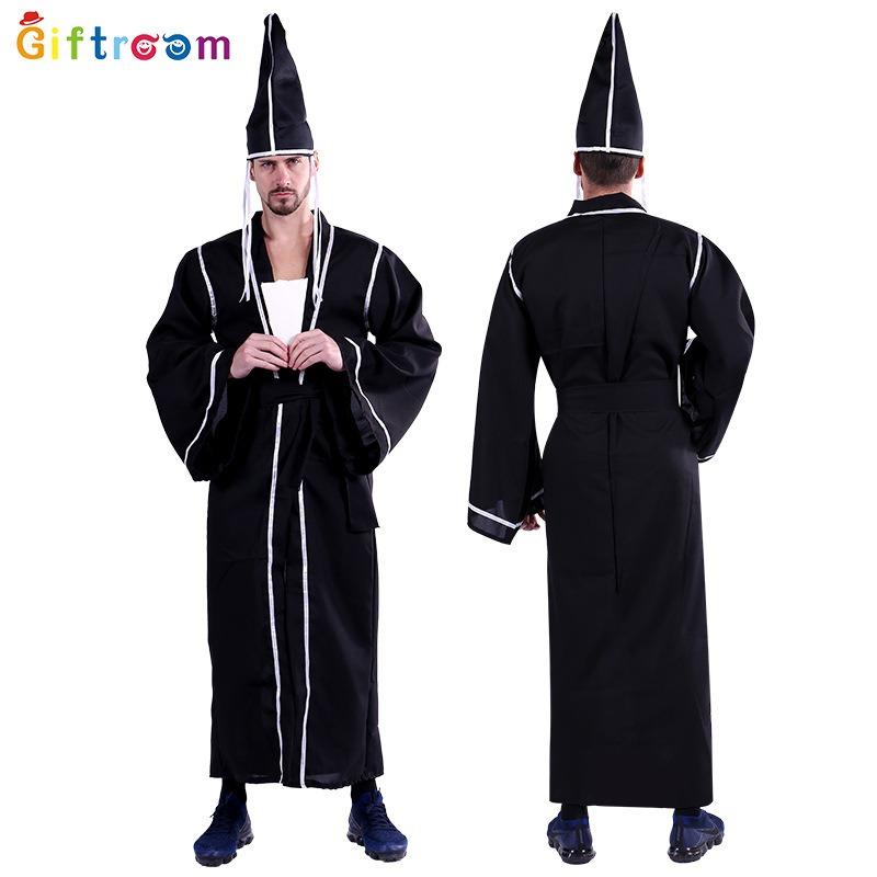 Halloween Costume Adult Men Black Impermanence Clothes Robe Wizard Playing Costume Demon Death Comes Party Costume