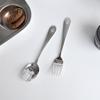 Kitchen Oil Bear Stainless Steel Spoon Fork Set, 2p Spoons + 2p Forks, Korean Popular Tableware
