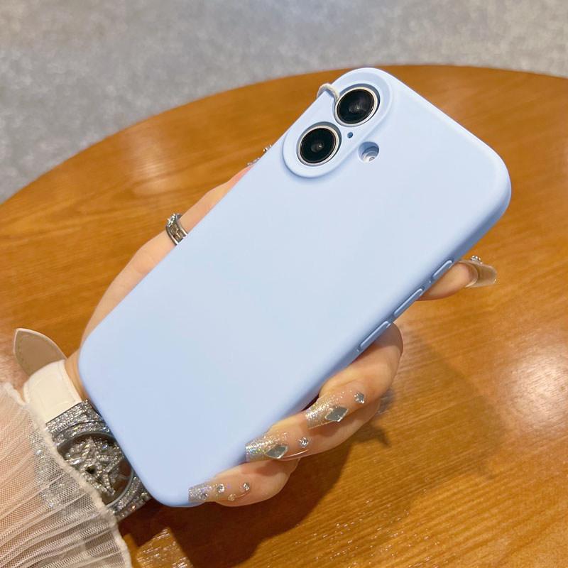 Высококачественный жидкий мягкий силиконовый чехол для телефона для iPhone 16 15 14 12 13 Pro Max Plus Защита камеры Ударопрочный бампер Задняя крышка