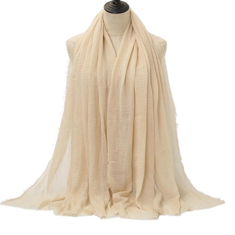 10 Colors Crinkle Hijab Scarf Cotton Linen Bubble Solid Turban Pleated Plain Hijab