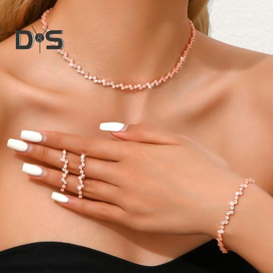 3 шт./комплект женский комплект ювелирных изделий горный хрусталь чокер висячие серьги браслет комплект с удлинительной цепочкой выпускной вечер невесты свадебные украшения