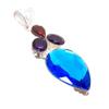 Swiss Blue Topaz, Amethyst Gemstone 925 Sterling Silver Jewelry Pendant 2.56" AH-5249