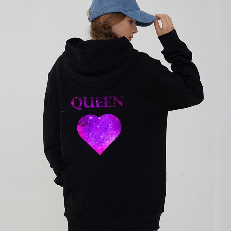 Серия KING QUEEN парные худи для влюбленных на День святого Валентина худи с капюшоном