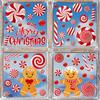 9pcs Cute Christmas Candy Cane Stickers, Seamless Christmas Window Stickers