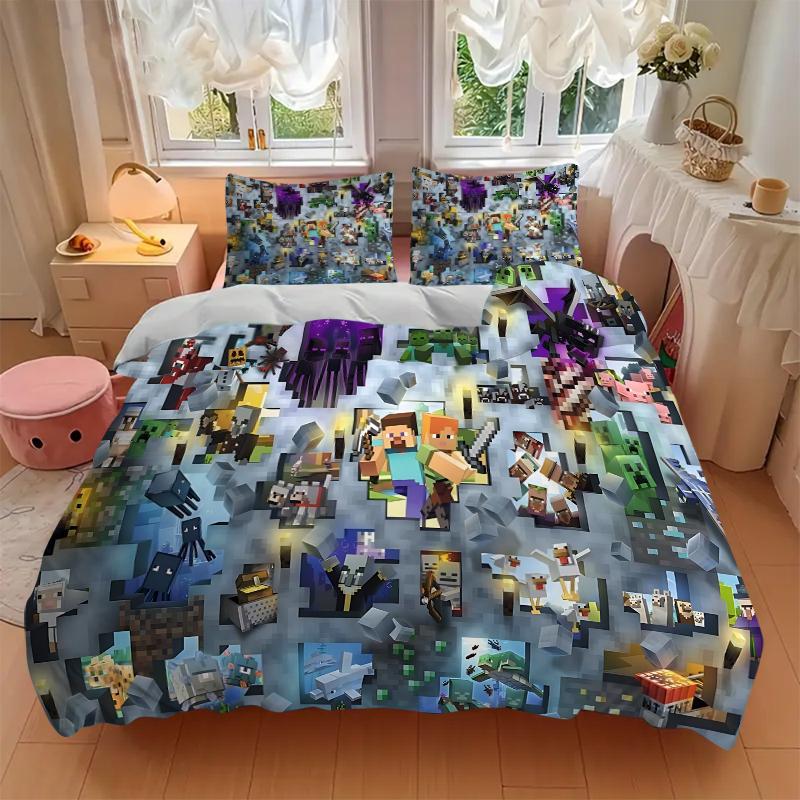 3Pcs Minecraft Characters Collage Bedding Sets For All Sizes New 3D Printed Bed Cover Comforter Duvet Cover Pillowcase Bedroom Decoration
