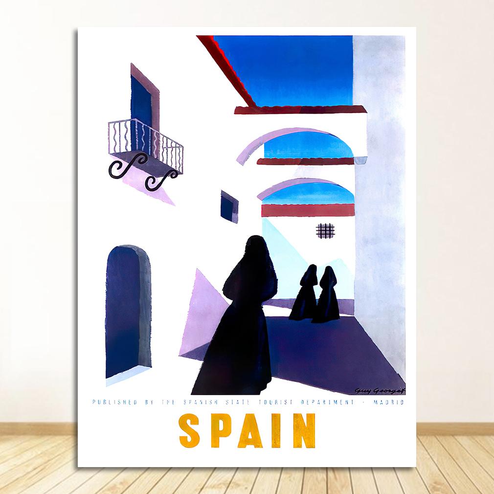 Canvas Painting Vintage Wall Kraft Posters Coated Stickers Home Decorative Pictures Gift Pop Art Travel to Spain Espagne