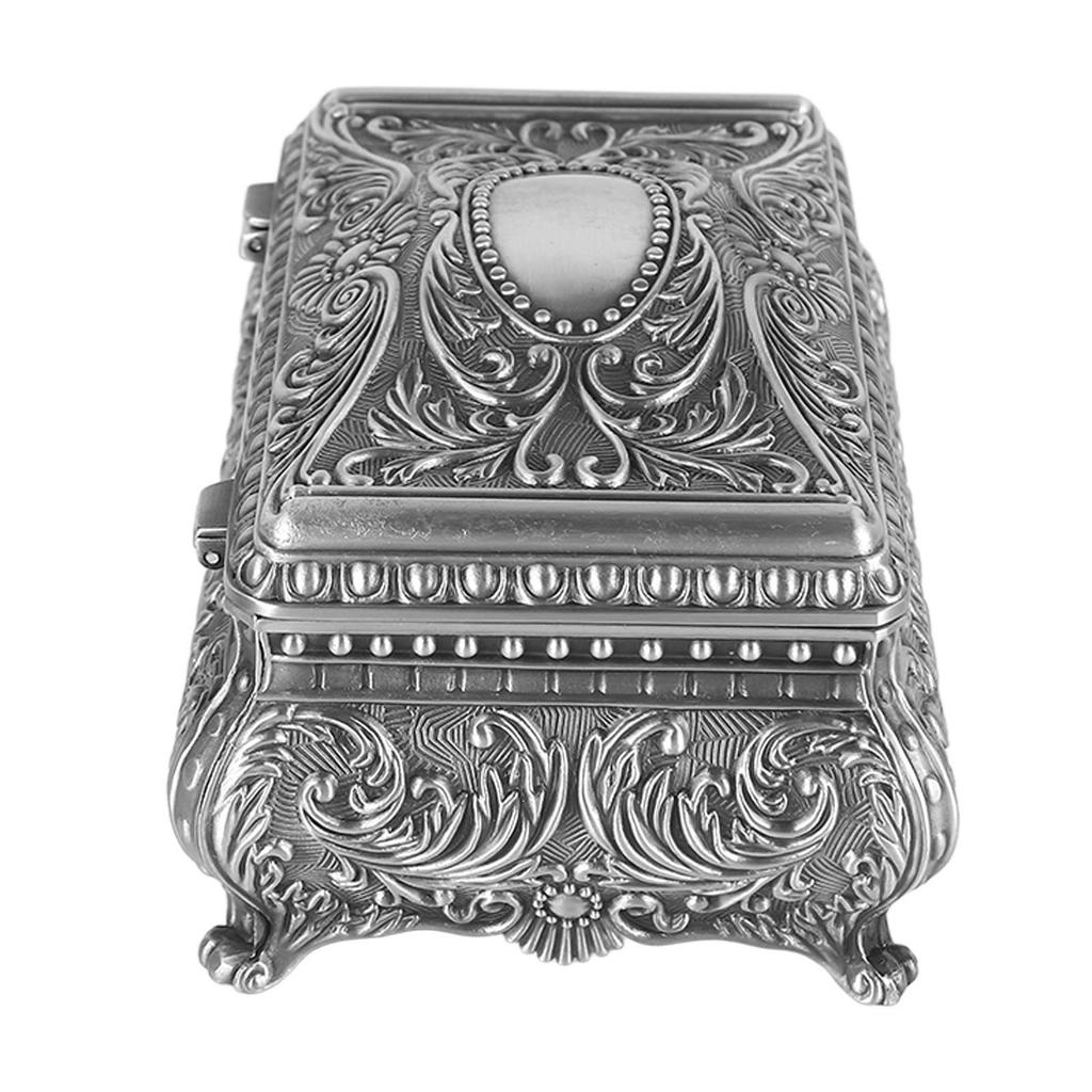 Vintage Jewelry Box Metal Rectangular Trinket Storage Box European Style Jewelry Box for Women Girls Birthday Christmas