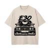 Ретро-стираная винтажная футболка E30 Футболка Высококачественные футболки Летняя свободная одежда с коротким рукавом Хлопковые свободные уличные топы