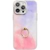 For IPhone16 Electroplated Phone Case for Apple 15promax Marble Patterned Ring Holder Cover