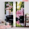 2Pcs Spa Curtains Massage Theme Candles Orchids And Stones In Garden Oriental Living Room Bedroom Window Drapes K
