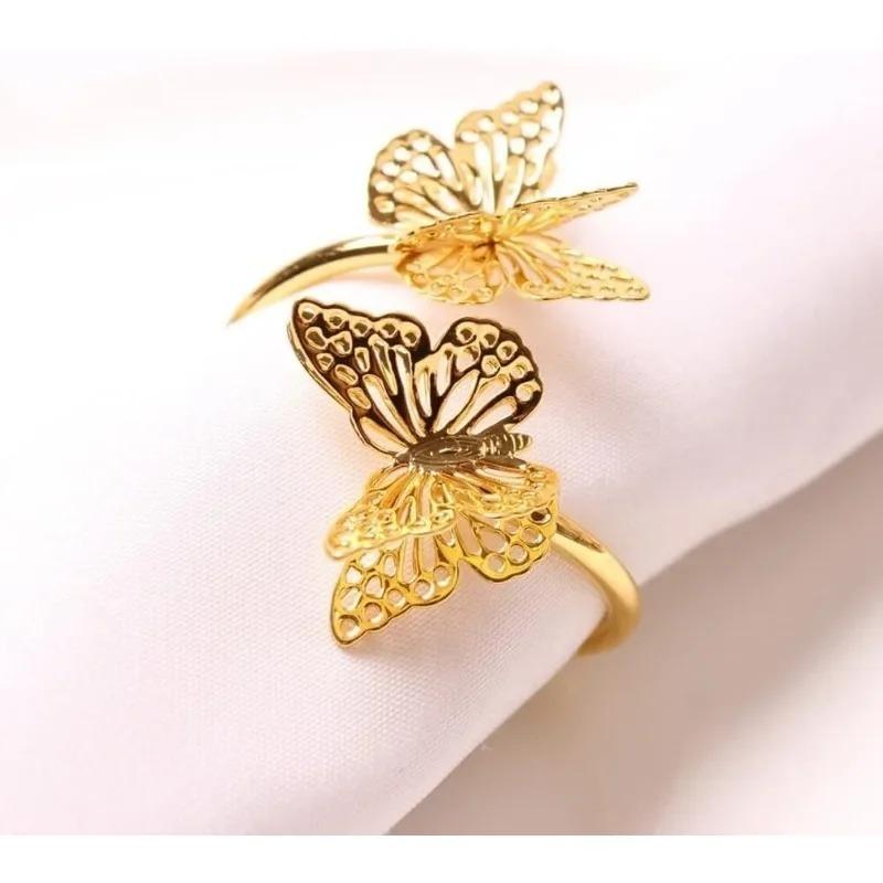 Valentine's Day Double-Layer ButterflyNapkin RingWeddingTable Decorations Decorative Butterfly Napkin Ring for Dining TableDecor