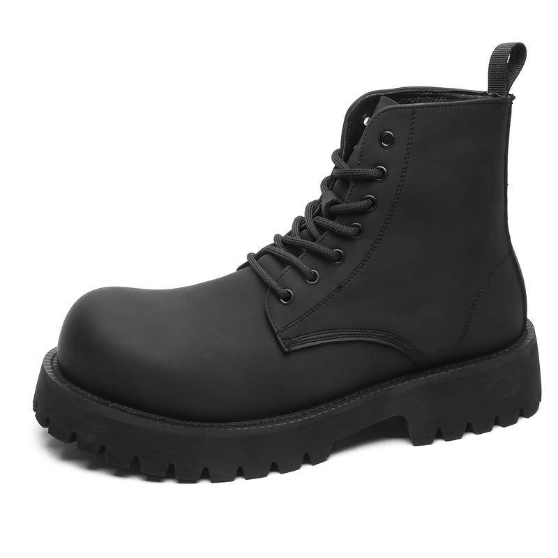 Martin boots men's new big head versatile fashion trend thick sole heightening tooling boots matte black boots 8231-J