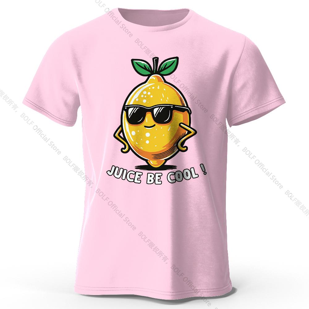 Men's Juice Be Cool Printed T-Shirt 100% Cotton Oversized Fruit Pun Graphic Tees for Women Summer Tops Chill Streetwear