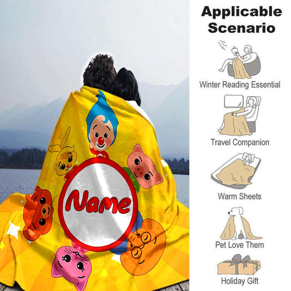 Customiz Name Personality plim plim  Blanket Soft &Warm Sofa Office Bed Travel Lunch Break Blanket, Gift Suitable All Seasons