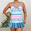 Плюс размер Женская мода сексуальный круглый вырез синий градиент полосатый бикини комплект облегающий пляжный купальник из двух частей