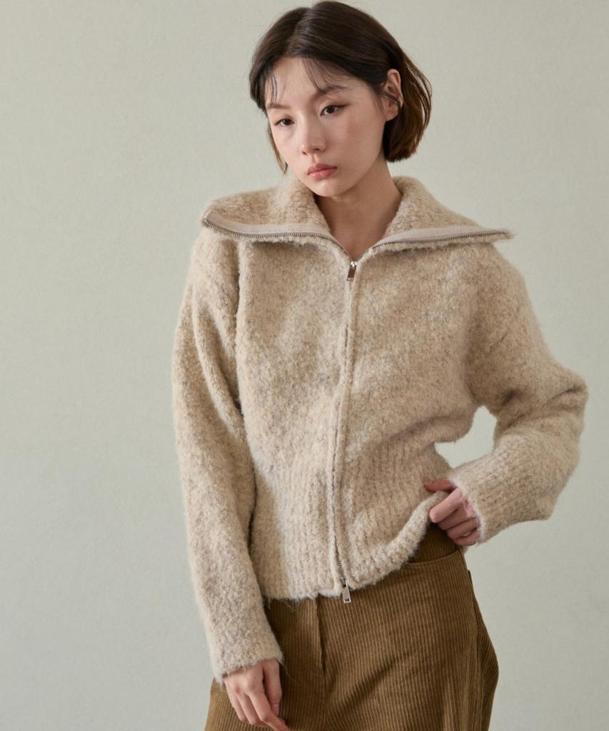 WIOE Ru Zip-Up Knit Cardigan_Oatmeal