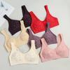 Cotton Bra Mom's Large Sports Underwear Women's Underwire Vest Style Bra Thin Soft and Comfortable Front Opening Buckle