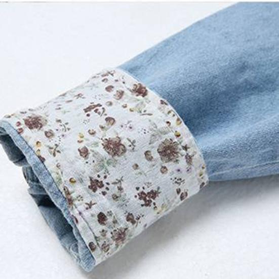 Женская рубашка-пальто с лацканами и длинными рукавами, свободная джинсовая рубашка средней длины, базовая верхняя одежда в повседневном стиле с карманами