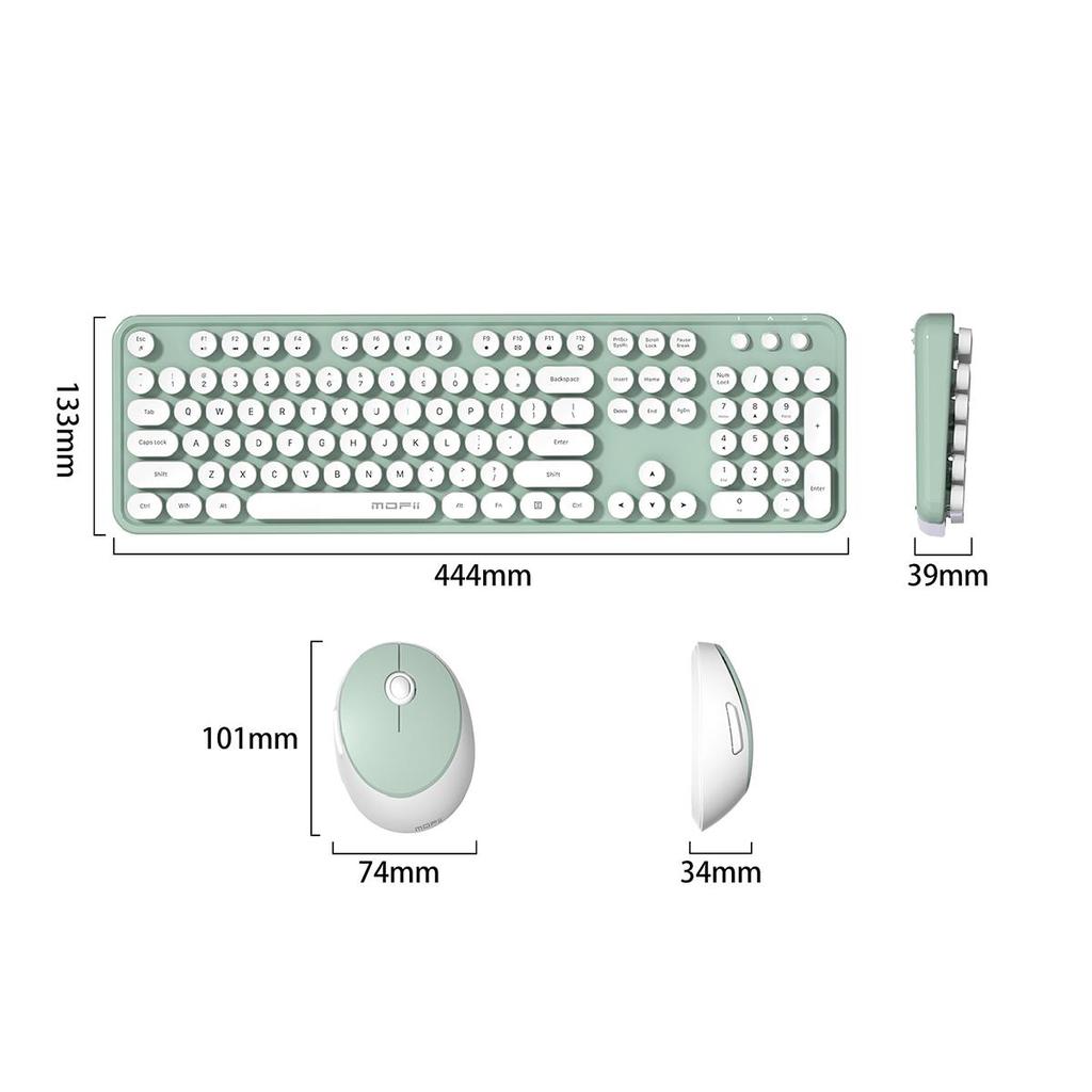 Mofii Милый комплект из беспроводной клавиатуры и мыши 2.4G со 104 круглыми клавишами, разработанный для офиса
